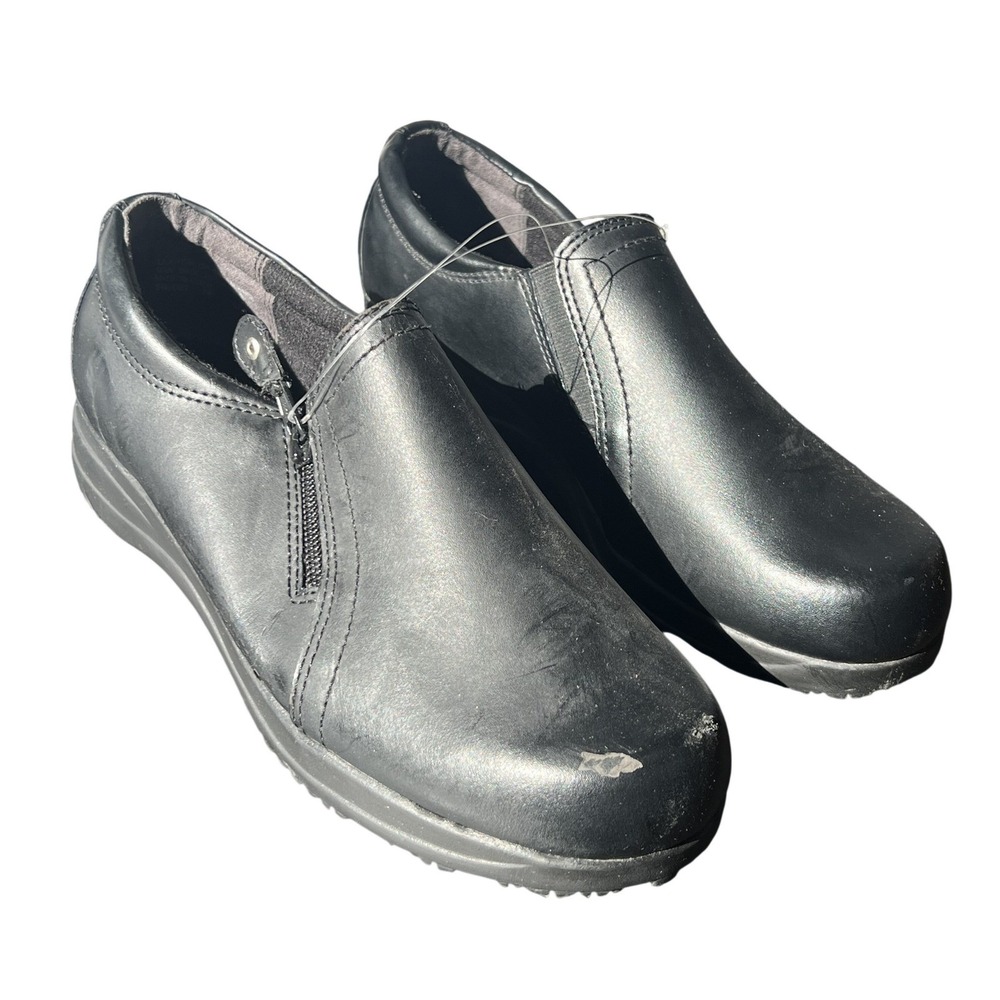 Black Slip-On Work‎ Shoes Women's Size 10 Wide Anti-Slip Oil Resistant Casual